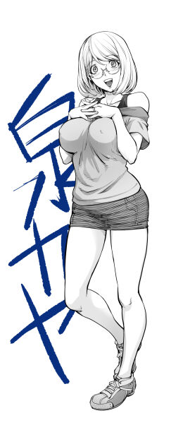 1girls big_breasts blush breasts erect_nipples erect_nipples_under_clothes female glasses kaya_izumi konkitto large_breasts legs long_legs married_female mature_female milf nipples nipples_visible_through_clothing original rimless_eyewear shoes short_hair smile thigh_gap thighs wedding_ring wide_hips