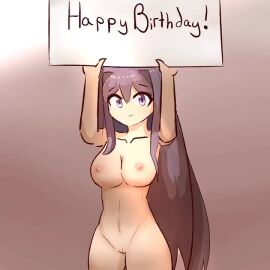 adorable animated animated_gif animation breasts cute doki_doki_literature_club female gif holding_object holding_sign lifting_sign looking_at_viewer naked nude one_eye_closed purple_eyes purple_hair school_uniform sign small_smile theartistaurora uniform video wink winking winking_at_viewer yuri_(doki_doki_literature_club)