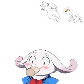 anthro bodily_fluids duo emul_(shangri-la_frontier) fellatio female forced_oral fur hi_res human human_on_anthro interspecies lagomorph leporid male male/female male_on_anthro mammal oral penile penis rabbit semi-anthro sex shangri-la_frontier shirahaiyo size_difference smaller_anthro smaller_female tears vorpal_bunny white_body white_fur