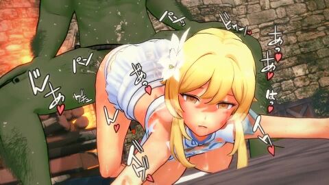 1boy 1boy1girl 1girls 3d 3d_animation akira_brave777 animated areolae blonde_hair breasts breasts_out clothed defeated defeated_heroine female female_focus fire fireplace flower flower_in_hair genshin_impact goblin goblin_male green_skin green_skinned_male heart heroine indoors interracial interspecies japanese_text light-skinned_female light_skin longer_than_30_seconds lumine_(genshin_impact) male moaning nipples open_clothes penetration sex short_hair solo_focus sound tagme thighs traveler_(genshin_impact) video yellow_eyes