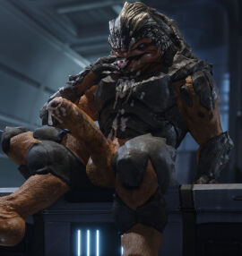 3d_(artwork) 4_balls after_masturbation alien balls blue_eyes bodily_fluids cum cum_on_chest cum_on_face cum_on_hand cum_on_penis cum_on_self cum_on_tongue digital_media_(artwork) erection finger_fetish finger_lick finger_play fingers foreskin genital_fluids genitals grey_plates hi_res humanoid_genitalia humanoid_penis inside krogan licking licking_cum male male_only mass_effect multi_balls multi_genitalia nude on_crate open_mouth partially_retracted_foreskin penis retracted_foreskin rooking scales sitting solo tan_body tan_scales tongue tongue_out uncircumcised urdnot_grunt what