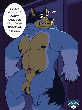 2024 absurd_res after_transformation animal_genitalia animal_penis anthro areola australian_cattle_dog balls bandit_heeler bara belly biceps big_balls big_muscles big_penis bluey_(series) canid canine canine_genitalia canine_penis canis cattledog claws clenched_teeth dark dialogue domestic_dog door english_text eyebrows fur genitals halloween herding_dog hi_res holidays huge_muscles hybrid inside kazusealcoon male mammal musclegut muscles muscular muscular_anthro muscular_male mythological_canine mythological_creature mythology navel nipples nude pastoral_dog pecs penis penis_tip post-transformation pubes sharp_teeth sheath solo standing teeth text thick_arms thick_thighs transformation tuft watermark werecanid werecanine werecreature werewolf yaoi