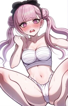 1girls bandaged_breasts blush breasts cameltoe canonical_scene female fundoshi large_breasts legs_spread nude pussy scene_reference spead_legs suggestive the_hundred_line_-last_defense_academy- tsukumo_kako