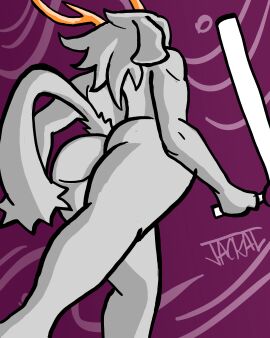 absurd_res animated anthro ass big_butt curvy_figure female hi_res jackaltooth low-angle_view nude pseudoregalia rear_view solo sybil_(pseudoregalia) tail walking wide_hips