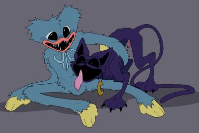 2boys ass ass_up big_eyes blue_body blue_bow blue_fur blue_ribbon blush bow cat_ears cat_tail catnap_(poppy_playtime) crecent duo empty_eyes empty_mouth fangs feline gay grey_background huggy_wuggy male moon moon_necklace necklace necklace_only noncon nonconsensual open_mouth pachi_rizuu penis poppy_playtime poppy_playtime_(chapter_3) purple_body purple_fur questionable_consent red_lips ribbon sharp_teeth sitting smiling_critters tail_up tentacle_penis