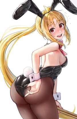 1girls absurd_res absurdres ahoge armpits ass ass_cleavage ass_crack back bare_back black_bunny_ears black_bunnygirl_costume black_bunnysuit black_hairband black_legwear black_leotard black_pantyhose black_topwear blonde-haired_female blonde_eyebrows blonde_female blonde_hair blush blush_lines blushing_at_viewer blushing_female bocchi_the_rock! bowtie breasts bunny_ears bunny_girl bunny_tail bunnygirl_outfit butt_crack closed_mouth_smile collar dot_nose elbows embarrassed_female eyebrows_visible_through_hair female female_only fingernails fingers groin hairband hand_on_ass hand_on_butt hand_on_own_ass hand_on_own_butt head_tilt high_resolution highres ijichi_nijika lean_figure legs legwear leotard light-skinned_female light_skin long_hair looking_at_viewer looking_back medium_breasts narrow_waist nervous nervous_face nervous_female nervous_sweat open_mouth open_mouth_smile orange-eyed_female orange_eyes pantyhose parted_lips petite petite_body petite_breasts petite_female ponytail red_bowtie shoulders shy side_ponytail sideboob simple_background slender_body slender_waist slim_female slim_waist smile smiley_face smiling_at_viewer solo standing sweat sweatdrop teenage_female teenager thick_ass thick_thighs thighs thin_waist tilted_head tongue topwear upper_body upper_teeth very_long_hair white_background white_collar white_wrist_cuffs wide_hips wrist_cuffs yami_anko
