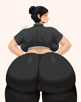 1girls arusen ass big_ass black_hair bottom_heavy bubble_ass bubble_butt chitose_fujinomiya clothing fat_ass female female_only hands_on_hips huge_ass large_ass looking_at_viewer looking_back massive_ass ryuu_ga_gotoku solo thick_ass thick_thighs thunder_thighs white_background wide_hips yakuza_(series)