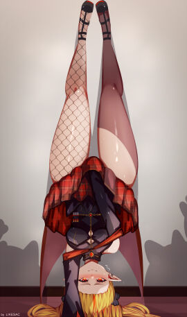 1girls blonde_hair breasts eternals_(idol_corp) female female_only hag headstand idol-es idol_corp likesac long_hair necromancer nude nude_female pointy_ears red_eyes ruby_runeheart small_breasts solo solo_female virtual_youtuber witch young