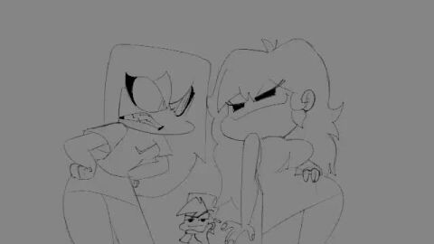 angry_face animated boyfriend_(friday_night_funkin) bunibelol cheating fight french_kiss friday_night_funkin girlfriend_(friday_night_funkin) gray_background kissing lesbian_kiss no_sound pleasure_face sky smug_face tagme tongue_kiss video yuri