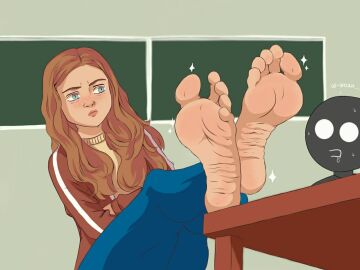 1girls ? anon anonymous_male auburn_hair blue_eyes feet feet_up female female_only foot_fetish foot_focus ginger_hair looking_at_feet male max_mayfield red_hair solo stranger_things tagme