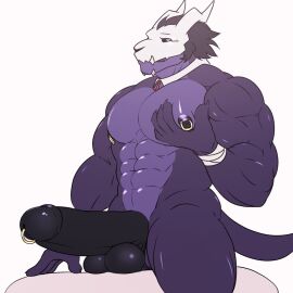 2_horns 5_fingers abs anthro bara biceps big_muscles big_penis dragon european_mythology fingers genital_piercing genitals grabbing_own_pecs hi_res horn huge_cock humanoid_genitalia humanoid_penis male male_focus male_only mask muscles muscular muscular_anthro muscular_male mythological_creature mythological_scalie mythology nipple_piercing nipple_ring nipples pecs penis penis_piercing piercing prince_albert_piercing purple_body ring_piercing scalie skull_mask solo solo_male western_dragon white_eyes yaoi zaflep