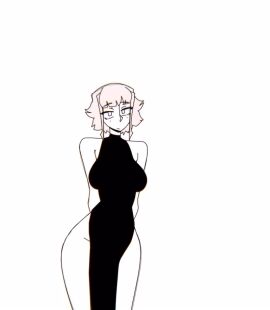 1girls animated animated_gif big_breasts black_dress breasts female female_only gwlix looking_at_viewer original_character shiba_(artist) short_hair slit_dress solo_female thick_thighs thighs third-party_edit twitter_user_oc