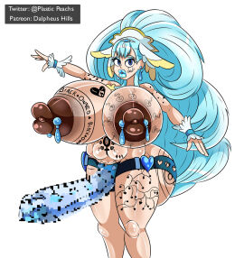 aged_up ass big_areola big_ass big_breasts big_lips big_nipples bimbo blue_hair body_writing breasts censored cure_ange dalpheushills dark_nipples female huge_ass huge_breasts hugtto!_precure nipple_piercing nipples piercing precure pretty_cure qos queen_of_spades sperm_tattoo strap-on strapon tattoo yakushiji_saaya