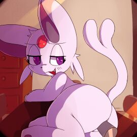 3_toes animated blush brown_background chair cheek_tuft colored detailed_background digital_media_(artwork) disembodied_penis eeveelution espeon facial_tuft feet female feral frame_by_frame fur furniture generation_2_pokemon genitals head_gem hi_res lodetail looking_back loop lying male nintendo on_side pawpads penetration penis pink_body pink_fur pokemon pokemon_(species) purple_eyes purple_pawpads pussy shaded simple_background solo table tail toes tuft unusual_anatomy unusual_tail vaginal_penetration vulva