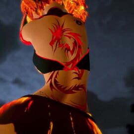 1girls 3d animated ass_focus fat_ass flameknight7 glowing glowing_hair glowing_markings glowing_tattoo no_sound orange_hair original original_character shaking_ass shorter_than_10_seconds skirt solo tagme tattoo tattoos tease teasing teasing_viewer video vrchat vrchat_avatar