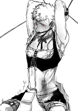 1boy crying dildo gag hypnotic_eyes maid_uniform male persona_5 ryuji_sakamoto tied_up yaoi