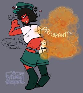 anus ass asshole balls belly belly_bulge bloated_belly blush dream_bbq ena ena_(dream_bbq) ena_(series) fart fart_cloud fart_fetish farting farts gas gassy heart joel_g male onomatopoeia speech_bubble stinkslutbunny sweat two-tone_body watermark