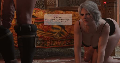 2futas 3d balls big_balls big_breasts big_penis breasts ciri comic dick dickgirl futa_only futanari huge_breasts huge_cock intersex penis smile smiling the_witcher_(series) thighs triss_merigold white_hair young