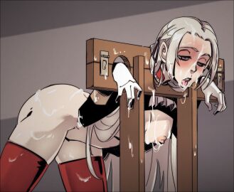 1girls after_irrumatio after_oral after_rape after_sex ass bare_thighs bent_over big_ass blush bondage bound breasts capture captured csmutrun cum cum_in_mouth cum_inside cum_on_arm cum_on_ass cum_on_body cum_on_breasts cum_on_face cum_on_hair cum_on_hand cum_on_leg cum_on_tongue defeat defeated dominated dominated_female edelgard_von_hresvelg empty_eyes exhausted female femsub fire_emblem fire_emblem:_three_houses gloves grey_eyes grey_hair half-closed_eyes humiliation long_hair long_sleeves nintendo nipples nude nude_female open_mouth pillory restrained slave small_breasts stationary_restraints submissive submissive_female thighhighs thighs tongue tongue_out very_long_hair