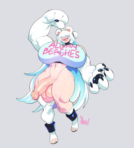 1futa animal_humanoid balls bear big_balls big_breasts big_penis black_nails bottomless breasts choker claws clothed clothing colored_nails cuff_(restraint) fangs foreskin futa_only futanari genitals gynomorph hair hair_bun hair_over_eyes hi_res huge_breasts huge_cock humanoid humanoid_genitalia humanoid_penis intersex jewelry mammal mammal_humanoid marie_(zanamaoria) muscular muscular_intersex nails necklace nedoiko open_mouth partially_retracted_foreskin penis polar_bear_humanoid restraints shackles shirt solo teeth thick_thighs topwear ursid_humanoid ursine ursine_humanoid white_hair white_nails