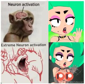 brawl_stars gesture goth goth_girl green_hair lola_(brawl_stars) mature_female