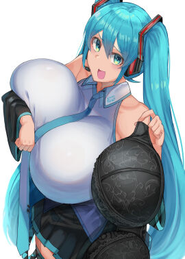 1girls blue_eyes blue_hair bra bra_removed breasts enormous_breasts facominn female gigantic_breasts hatsune_miku higher_resolution_available holding_bra holding_underwear looking_at_viewer massive_breasts tagme thick twintails vocaloid voluptuous