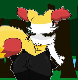 adrianna_livi anthro anus ass black_fur braixen female furry orange_fur pokemon pokemon_(species) pokémon_(species) pussy yellow_fur
