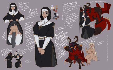 2futas absurd_res animal_genitalia animal_penis areola balls big_balls big_breasts blue_eyes breasts bulge clothed clothing cock_sock cross-popping_vein dark_skin demon duo english_text equine_genitalia equine_penis eto_bweh_(meme) footwear futa/futa futa_on_futa futa_only futanari genitals genitalwear halo hanging_penis happy hi_res huge_cock human humanoid innocent intersex intersex/intersex jewelry light-skinned_futa light_skin long_penis mammal medial_ring mostly_clothed necklace nipples nun nun_habit nun_outfit penis penis_clothing poney red_body religious_clothing scylla_(wmdiscovery93) sister_theresa_(wmdiscovery93) sitting socks text wmdiscovery93