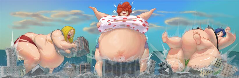 2023 2d 2d_(artwork) 3girls ass barely_clothed bbw belly big_ass big_belly big_breasts big_butt blonde-haired_female blonde_female blonde_hair blue-haired_female blue_hair breasts buckteeth building building_destruction buildings cartoon_network city city_destruction destruction eating ed_edd_n_eddy fat fat_female female female_focus female_only giantess hair_over_eyes huge_ass huge_belly huge_butt kanker_sisters lee_kanker light-skinned_female light_skin macro marie_kanker may_kanker medium_hair modabooty modaw multiple_females multiple_girls obese obese_female red_hair redhair short_hair thick_thighs thighs torn_clothes torn_clothing western_cartoon