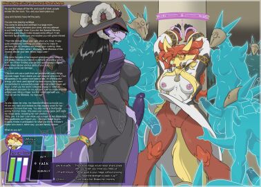 1futa 1girls 2024 anthro areola assisted_exposure balls biped blue_body bondage bound breasts brunella_(zerofox1000) canid canine captured delphox digital_media_(artwork) english_text erection eyewear female female_anthro fox fur futa_anthro futa_on_female futanari gameplay_mechanics generation_6_pokemon genitals glasses group gui health_bar hi_res horn imminent_rape imminent_sex intersex intersex_anthro male male_anthro mammal mask mask_only maya_del_phox nintendo nipples nude pink_areola pink_nipples pokemon pokemon_(species) purple_body purple_fur pussy red_body red_fur round_glasses slave story text white_body white_fur yellow_body yellow_fur zerofox1000