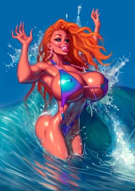 1girls 2d 2d_(artwork) areolae ass athletic athletic_female big_ass big_breasts big_butt bikini bimbo bimbo_body bimbo_lips bimbo_milf blue_eyes breasts busty earrings fake_breasts female female_focus female_only fit fit_female higher_resolution_duplicate highres hourglass_figure jane_herron long_fingernails makeup mature mature_female milf mother my_mom_and_sister_are_size_queen_sluts navel nipple_bulge nipples nipples_visible_through_clothing ocean painted_nails red_hair red_head size_queen slutwr1ter smile smiling solo summer swimsuit theofficialpit thick_thighs thighs water wet wet_hair wide_hips