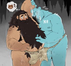 2boys absurdres arm_up armpit_hair armpit_hair_peek bara beard big_belly blush boar bulge bulge_press bulges_touching cowboy_shot dungeon_meshi dwarf erection erection_under_clothes excessive_armpit_hair excessive_pubic_hair facial_hair fat fat_male fundoshi furry furry_male furry_with_non-furry hairy highres interspecies japanese_clothes knuckle_hair large_pectorals licking licking_armpit long_beard looking_at_another male male_focus male_pubic_hair moustache multiple_boys multiple_males nipples obese obese_male original overweight overweight_male pectorals penis precum precum_through_clothes pubic_hair senshi_(dungeon_meshi) smelling_armpit sparse_ass_hair sparse_chest_hair sparse_navel_hair spazz_bear standing sweat sweaty_armpits thick_arm_hair thick_leg_hair thick_mustache thought_bubble uncensored very_hairy very_long_beard very_sweaty yaoi ych_commission