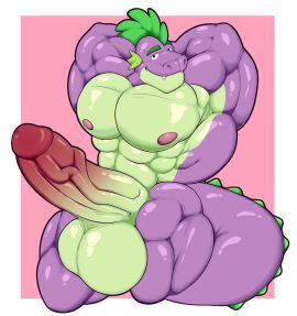 abs aged_up anthro anthrofied armpit_fetish balls big_balls big_muscles big_penis dragon erection facial_spikes friendship_is_magic frill_(anatomy) genitals glans hasbro hi_res huge_balls huge_cock huge_muscles humanoid_genitalia humanoid_penis logan_dreadwood male multicolored_body muscular muscular_anthro muscular_male my_little_pony mythological_creature mythological_scalie mythology nipples nude pecs penis purple_body scalie solo spike_(mlp) spikes spikes_(anatomy) vein veiny_penis