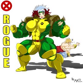 abs biceps breasts broly_(dragon_ball_z)_1993 dragon_ball dragon_ball_z eastern_and_western_character female hyper_muscles marvel marvel_comics matl muscles muscular muscular_arms muscular_female muscular_legs muscular_thighs pecs rogue_(x-men) x-men x-men:_the_animated_series