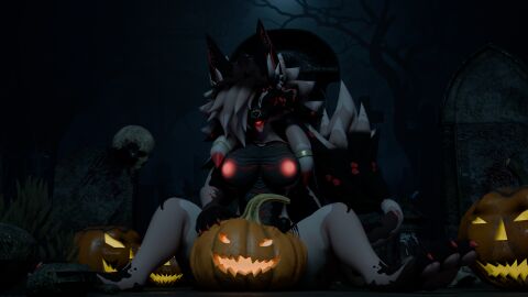 3d_(artwork) anthro areola ass blender_(artwork) breasts digital_media_(artwork) female genitals halloween hi_res holidays mimas1k nipples novabeast nude solo spiderbeast tail