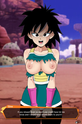 1girls alien alien_humanoid alternate_version_at_source alternate_version_available angry big_breasts black_eyes black_hair breasts breasts_out color colored damaged_clothes damaged_clothing dialogue dialogue_box dragon_ball dragon_ball_fighterz dragon_ball_minus dragon_ball_super dragon_ball_super_broly dragon_ball_z english english_dialogue english_text female gine humanoid_alien leux_21 light-skinned_female light_skin milf nipples pale-skinned_female pale_skin saiyan saiyan_armor saiyan_female short_hair shoulder_length_hair shounen_jump shueisha solo solo_female spiky_hair torn_armor torn_clothes torn_clothing unamused