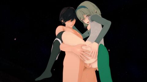 1femboy 2boys 3d animated bill_(black_souls) black_souls femboy gay koikatsu lifted_by_another light-skinned_male pale_green_hair shoko_(shokoshako) short_hair tagme video yellow_eyes