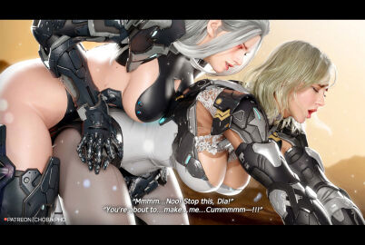 1futa 1girls 3d chobixpho corruption dia_elias_(the_first_descendant) duplicate female from_behind futa_on_female futanari intersex serena_(the_first_descendant) the_first_descendant white-haired_female white_hair yuri