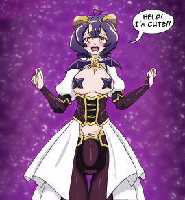 2024 @yankll_artist female female_only futanari hiiragi_utena hung_futa intersex light-skinned_female light_skin looking_at_viewer magia_baiser magical_creature mahou_shoujo_ni_akogarete purple_hair short_hair