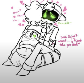 1boy 1girls 2024 2d artist_request clothed_sex dialogue female glitch_productions green_eyes hearts_around_head humanoid kissing lizzy_(murder_drones) male murder_drones pink_eyes robot robot_humanoid screen_face sex straight straight_sex thad_(murder_drones)