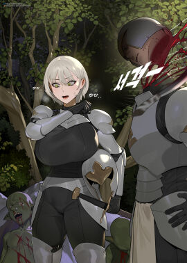 big_breasts breasts female goblin goblin_male gore male original short_hair silver_hair sohn_woohyoung tabbto