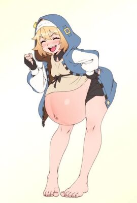 1boy ai ai_assisted animated arc_system_works barefoot blonde_hair blush bridget bridget_(guilty_gear) femboy gay green_eyes guilty_gear hand_on_own_hip hellbrain highres huge_belly looking_at_viewer male male_only male_pregnancy male_with_breasts one_eye_closed pregnancy pregnant pregnant_femboy pregnant_male simple_background sissy smile solo sound trap video winking_at_viewer