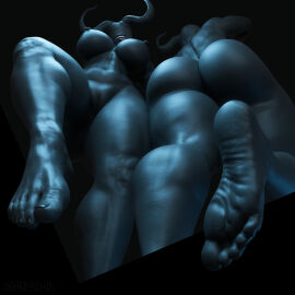 3d 5_toes barefoot big_breasts big_pussy breasts demon feet feet_focus female female_only foot foot_fetish horns huge_pussy juicy_pussy labia larger_female monster monster_girl nightmare_waifu no_eyes plump_labia plump_pussy pussy sandreiio sleep_paralysis_demon toes