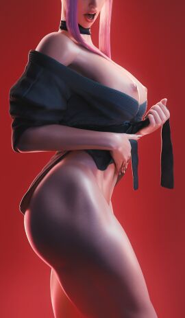 1girls 2024 3d abs areola areolae ass big_breasts breasts capcom choker clothed clothed_female exposed_breasts female female_focus female_only female_torso fugtrup hi_res high_resolution highres light-skinned_female light_skin long_nails manon_legrand nail_polish nipples open_mouth pink-haired_female pink_hair side_view simple_background solo solo_female solo_focus street_fighter street_fighter_6 teeth teeth_showing thick_thighs thighs