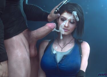 1boy 1girls 3d 3d_(artwork) 3d_model big_penis brown_hair chris_redfield cum cum_on_face dark_hair erect_penis erection female indoors jill_valentine jjjjd male male/female mature_female mature_male not_ai_generated penis resident_evil resident_evil_3 resident_evil_3_remake resident_evil_8:_village straight thick_penis video_game_character video_games