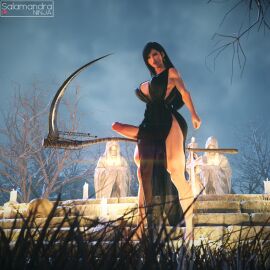 1futa 3d breasts cemetery clothed dress erection erection_under_clothes final_fantasy final_fantasy_vii futa_focus futa_only futanari halloween huge_breasts huge_cock intersex muscular muscular_futa penis salamandraninja scythe solo square_enix tifa_lockhart