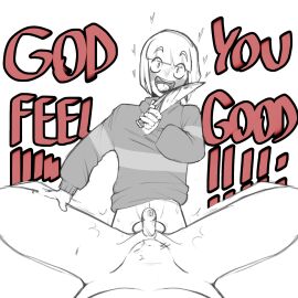 2boys androgynous artist_request bottomless caption chara crazy_eyes femboy femboy_chara femboy_on_male femboydom gay knife limited_palette male male/male male_chara male_only male_penetrated male_yandere pov sex small_dom_big_sub stomach_bulge sweater tagme taker_pov undertale yandere yaoi