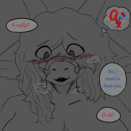 anthro asinus big_breasts blush bovid bovine breasts cattle digital_media_(artwork) donkey equid equine female futanari hair harness hi_res highland_cattle horn hybrid intersex kawattame looking_down mammal monochrome nude pack_mule_(kawattame) simple_background smile solo text