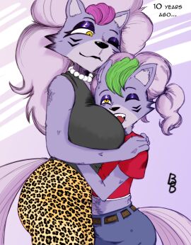 anthro ass barbariel big_breasts breasts curvy female five_nights_at_freddy's five_nights_at_freddy's:_security_breach fnaf furry furry_breasts furry_female furry_only furry_tail hips huge_ass huge_breasts humanoid large_breasts mother mother_and_child mother_and_daughter rose_(barbariel) roxanne_wolf_(fnaf) thick_ass thick_thighs wide_hips wolf wolf_ears wolf_girl wolf_tail