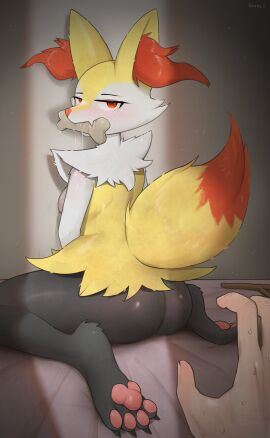 1boy 1girls 2025 absurd_res absurdres anthro anthro_female anthro_focus anthro_on_human ass ass_cleavage back_view bedroom bedroom_eyes big_ass black_body black_fur blush bone braixen breasts cheek_tuft color colored completely_nude digital_drawing_(artwork) digital_media_(artwork) disembodied_hand eyebrows female female_focus fox fur furry furry_ears game_freak generation_6_pokemon hair hi_res highres huge_ass huge_ears huge_tail human humanoid imminent_sex indoors kaiske2 large_ass large_butt large_ears light-skinned_male looking_at_viewer looking_back looking_back_at_viewer male mammal multicolored_fur naked naked_female nervous nervous_male nintendo no_visible_genitalia nude nude_female offscreen_character on_bed pawpads paws pokemon pokemon_(species) pokemon_xy pokémon_(species) rear_view red_eyes red_fur red_hair saliva shaded sitting stick sweat sweatdrop sweating tail thighs tuft tufted_fur watermark white_body white_fur yellow_body yellow_fur